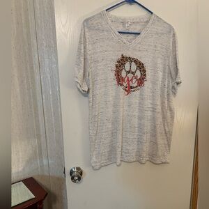 Bella Canvas White Short Sleeve Tee with Leopard and Red Design